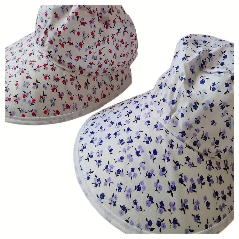 Floral Print Lace Up Sun Hats Wide Brim UV Protection Visor Hats for Women