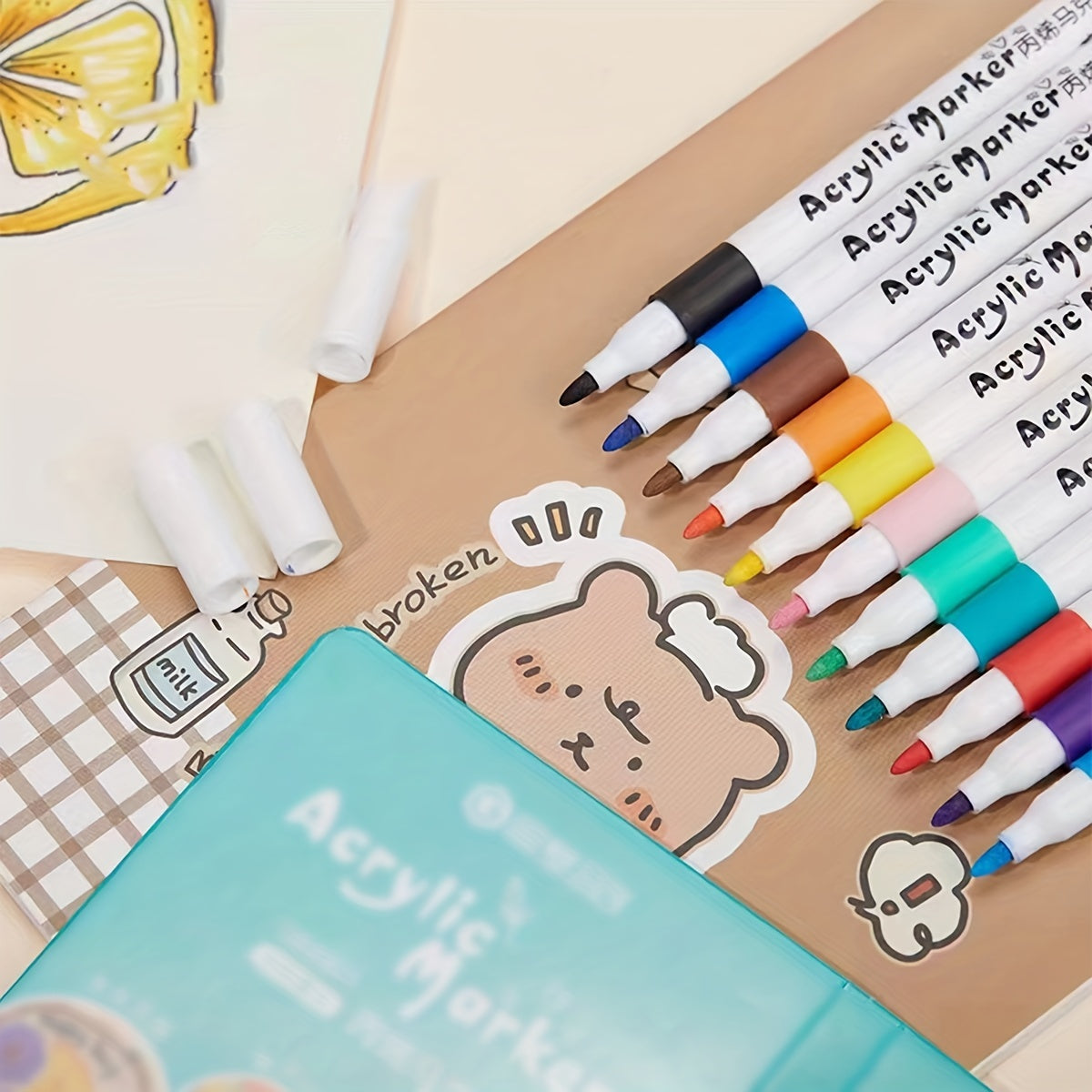 Acrylic Marker Pen Set Box Of 12 Colors