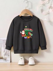 Christmas Graphic Crew Neck Long Sleeve Sweatshirt for Kids