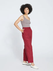 Elastic High Rise Wide Leg Trousers With Pockets