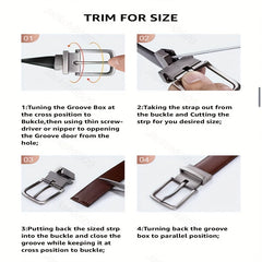 Double-sided Cowhide Leather Rotating Pin Buckle Business Belt