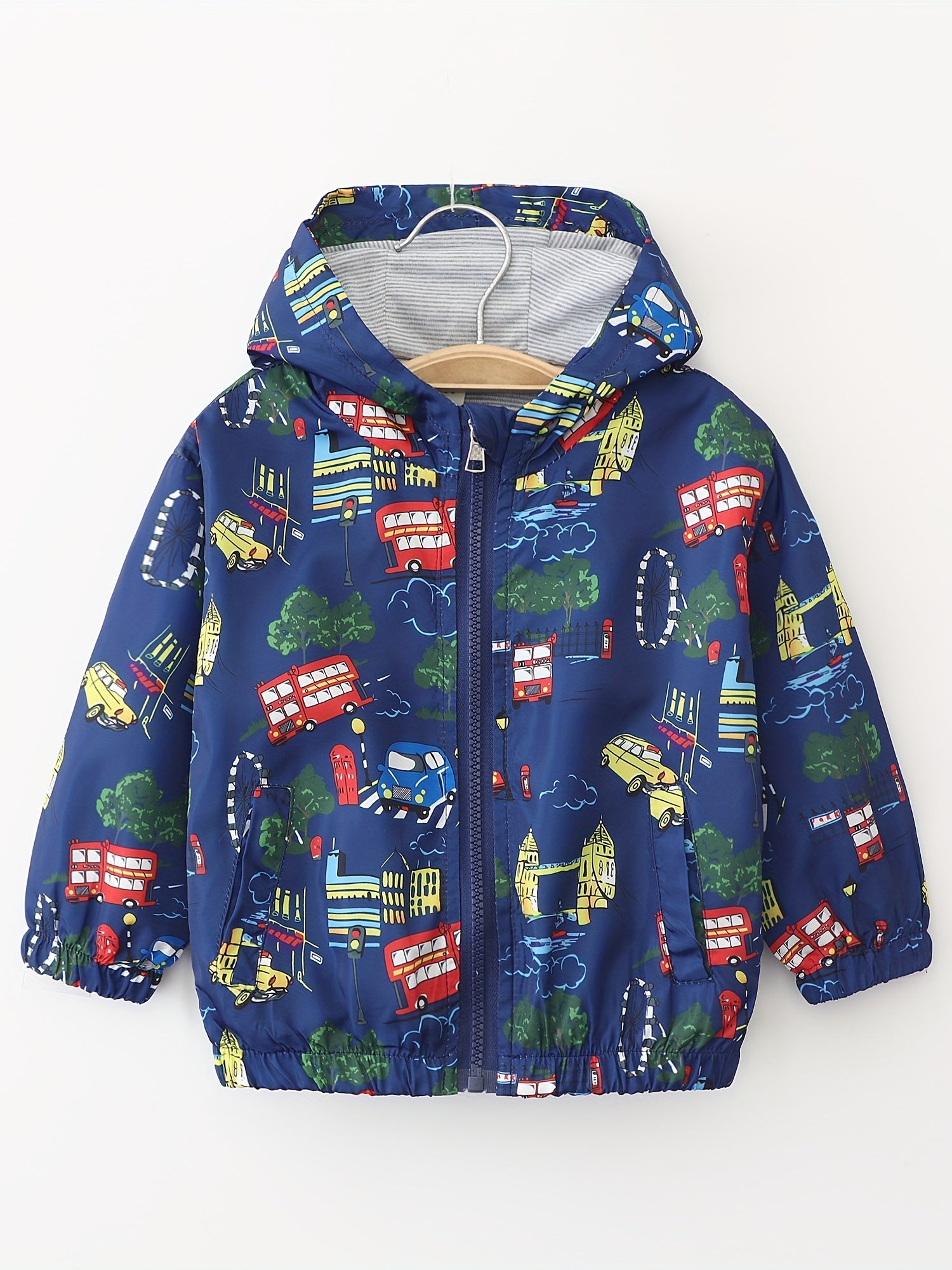 Boys Excavator Cartoon Zipper Hoodies Kids Jackets