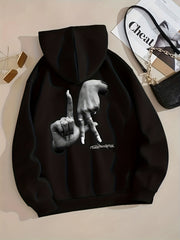 LA Print Zip Up Hoodie Casual Hooded Sweatshirt For Winter & Fall