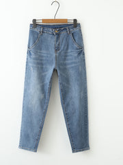 Washed Stretch Denim Jeans Women's Casual Pants