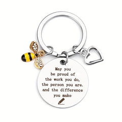 Bee Pendant Keychain Key Ring Teacher Appreciation From Students