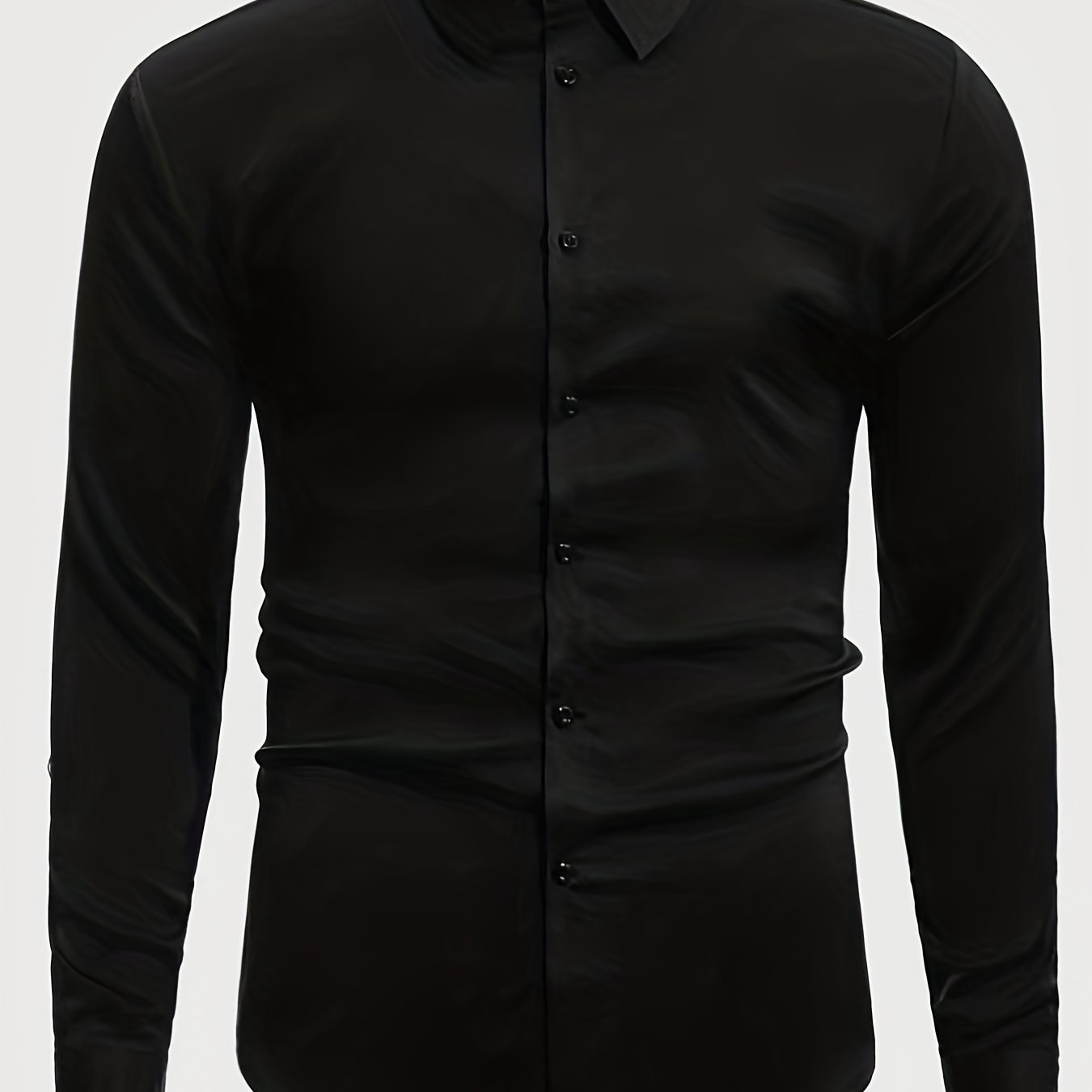 Solid Men's Long Sleeve Lapel Shirt Spring Fall Casual Button Up
