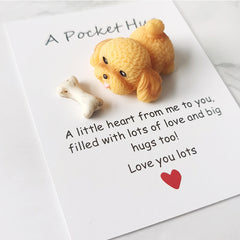 Pocket Hug Card Dog Polyresin Easter Graduation