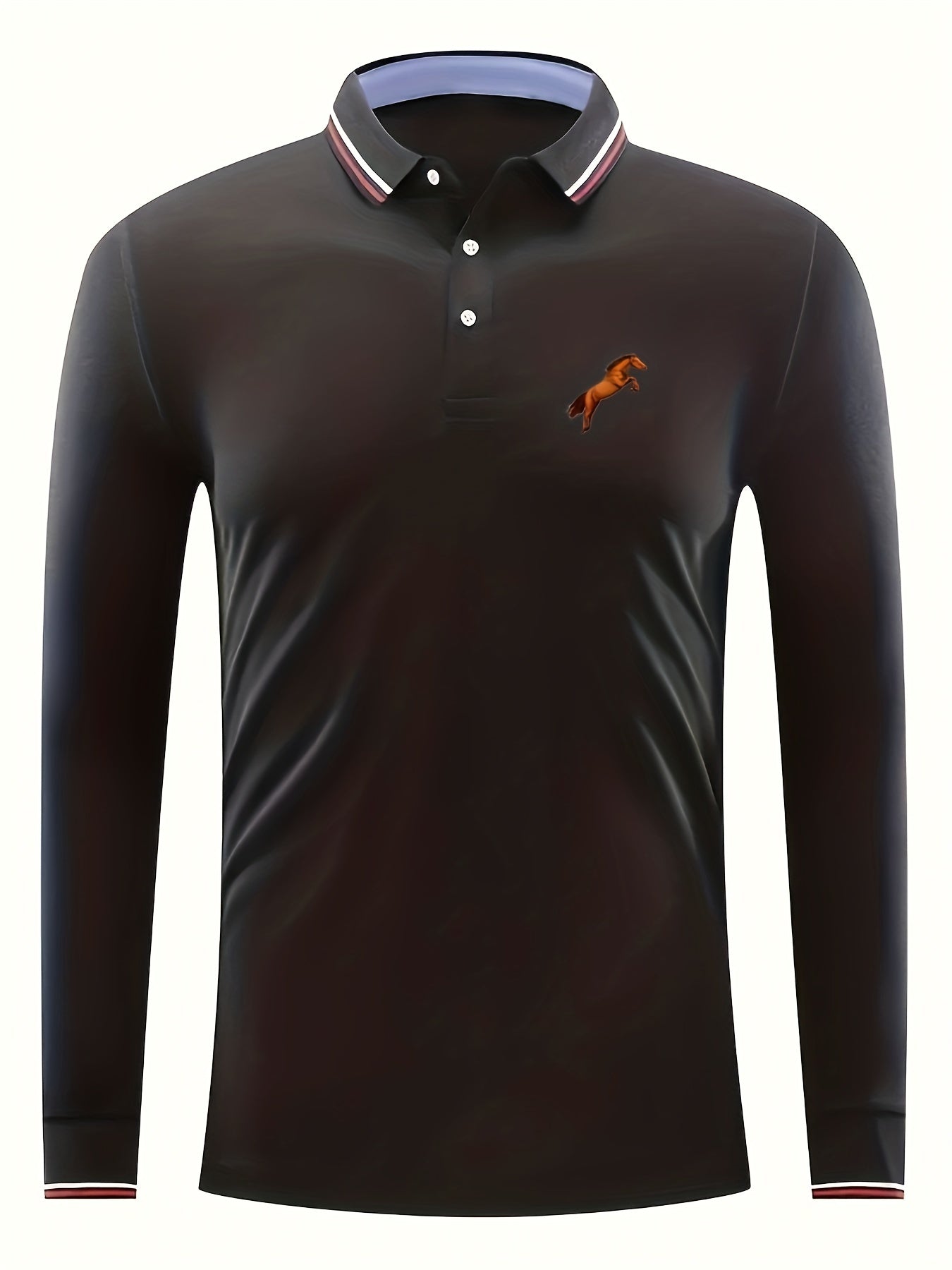Men's Brown Horse Print Polo Shirt