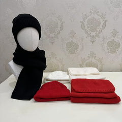 Men's Knitted Hat Scarf Set Warm Wool Hat Scarf