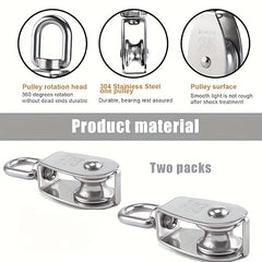 304 Stainless Steel Swivel Pulley Crane Single Wheel M15 M25 M32