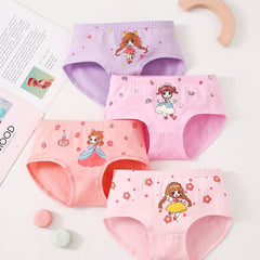 4pcs Girls Triangle Panties Princess Print Underwear Kids Clothes