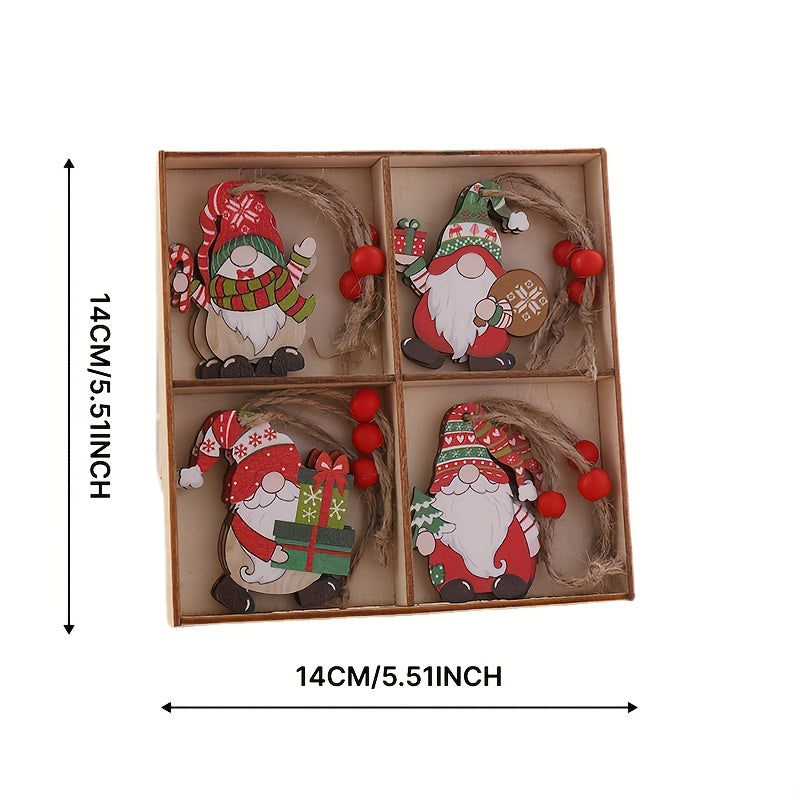 12pcs Wooden Christmas Ornaments Faceless Old Man Pendant Box