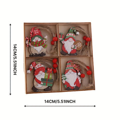 12pcs Wooden Christmas Ornaments Faceless Old Man Pendant Box