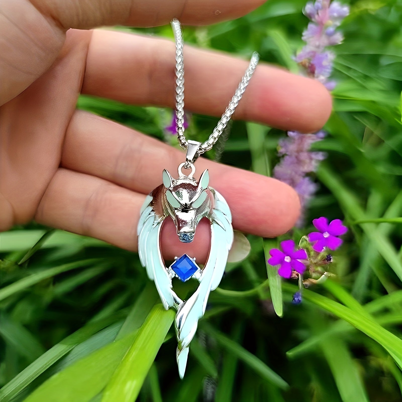 Night Glow Wolf Necklace Pendant Stainless Steel Animal Totem Jewelry