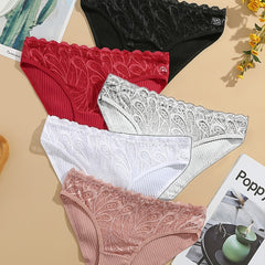 5 Pack Women's Cotton Panties Low Waist Lingerie
