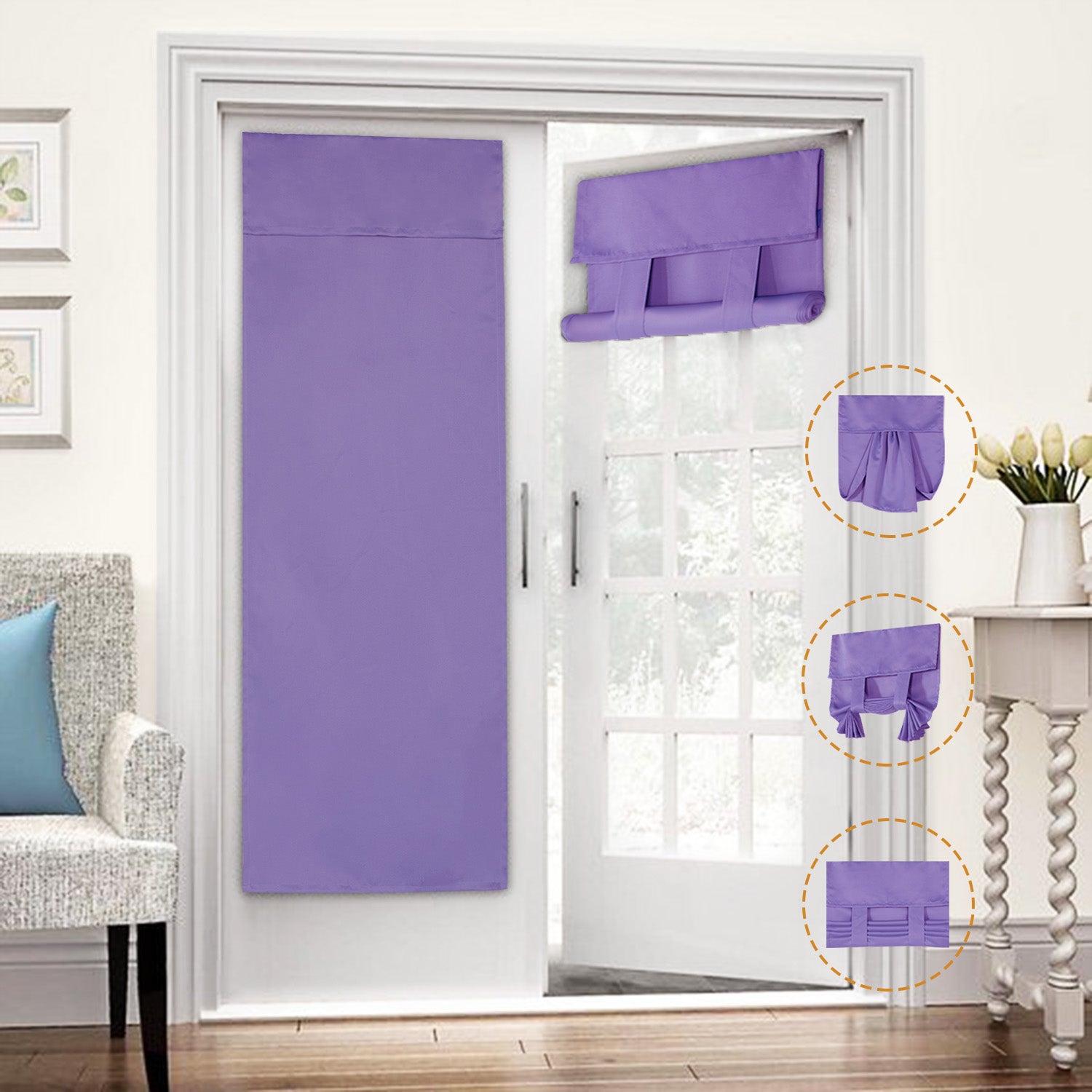 French Blackout Door Curtain - Solid Blackout Door Curtain