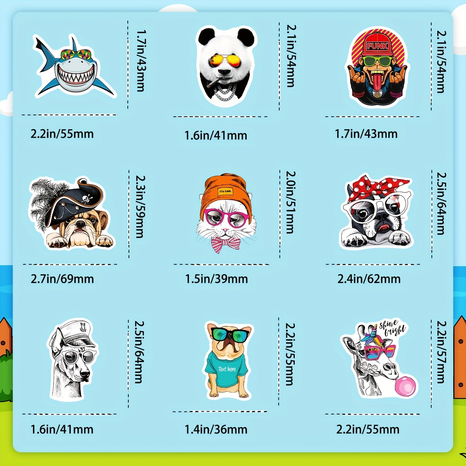 100pcs Animal Stickers Funny Dog Waterproof Vinyl Stickers