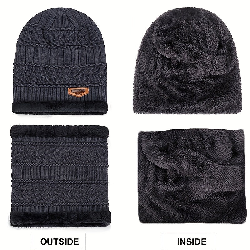 Winter Beanie Hat Gloves & Scarf Set for Men