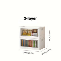 Stackable Storage Box Wheels Doors Plastic Containers Room Decor Home