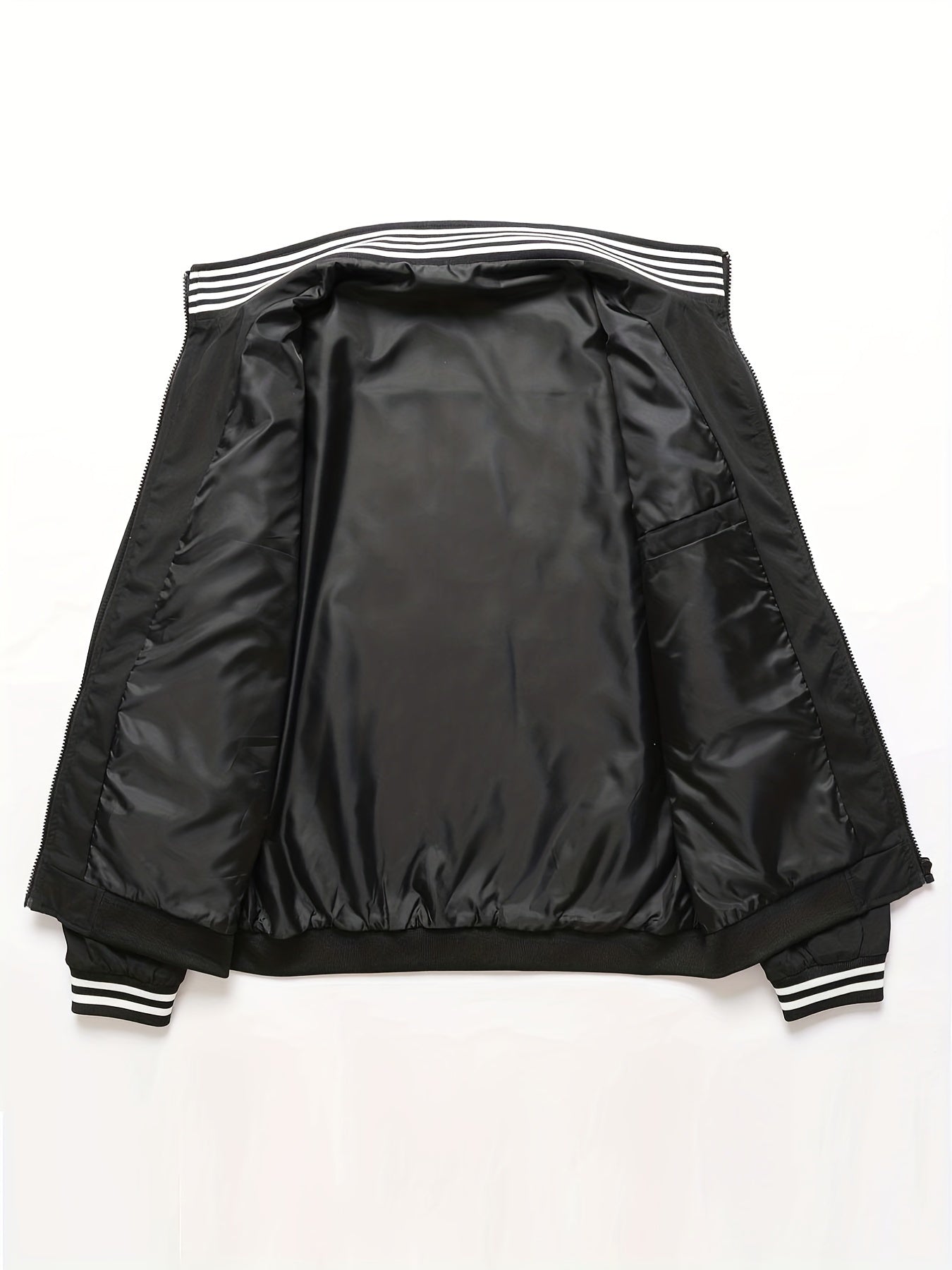 Men's Striped Zip Up Stand Collar Jacket