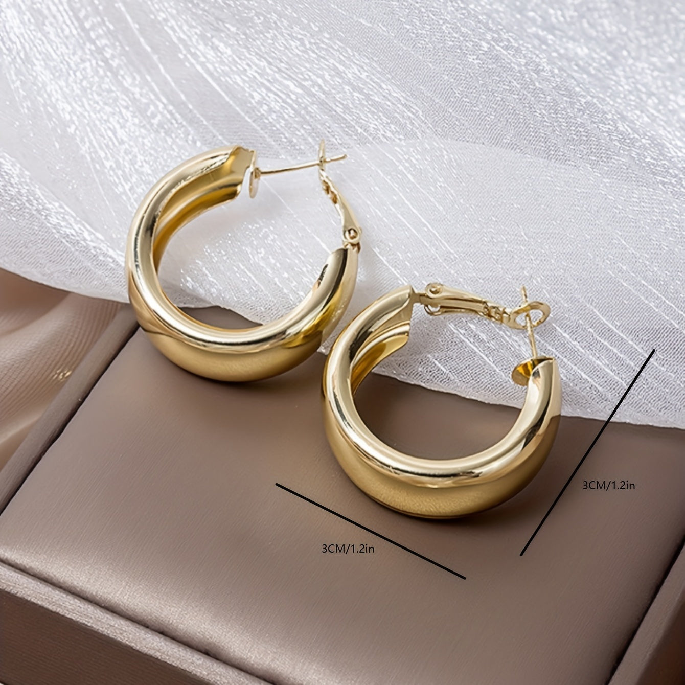 Golden Minimalist Hoop Earrings 18K Plated Jewelry