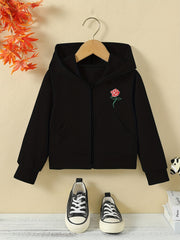 Girls' Christmas Hat Graphic Hoodie with Zipper and Pockets