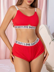 Letter Print Bra & Panties Set