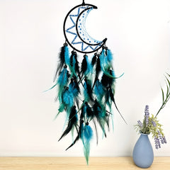 Moon Dream Catcher Hanging Decoration Woven Feather Wall Decoration