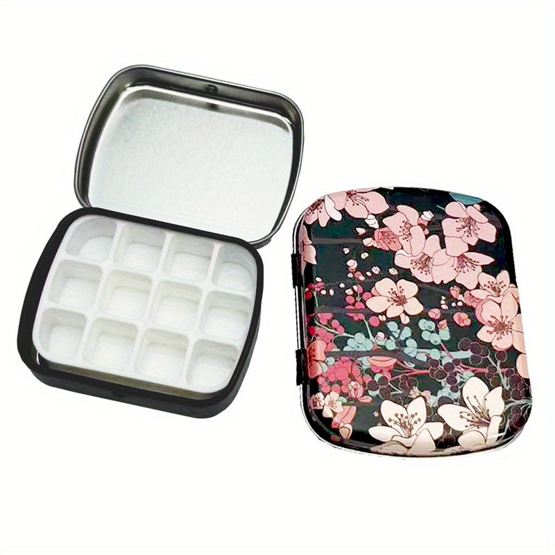 Portable 12 Grid Watercolor Box Empty Paint Palette Travel Sketch Box