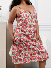 Boho Floral Print V Back Cami Dress