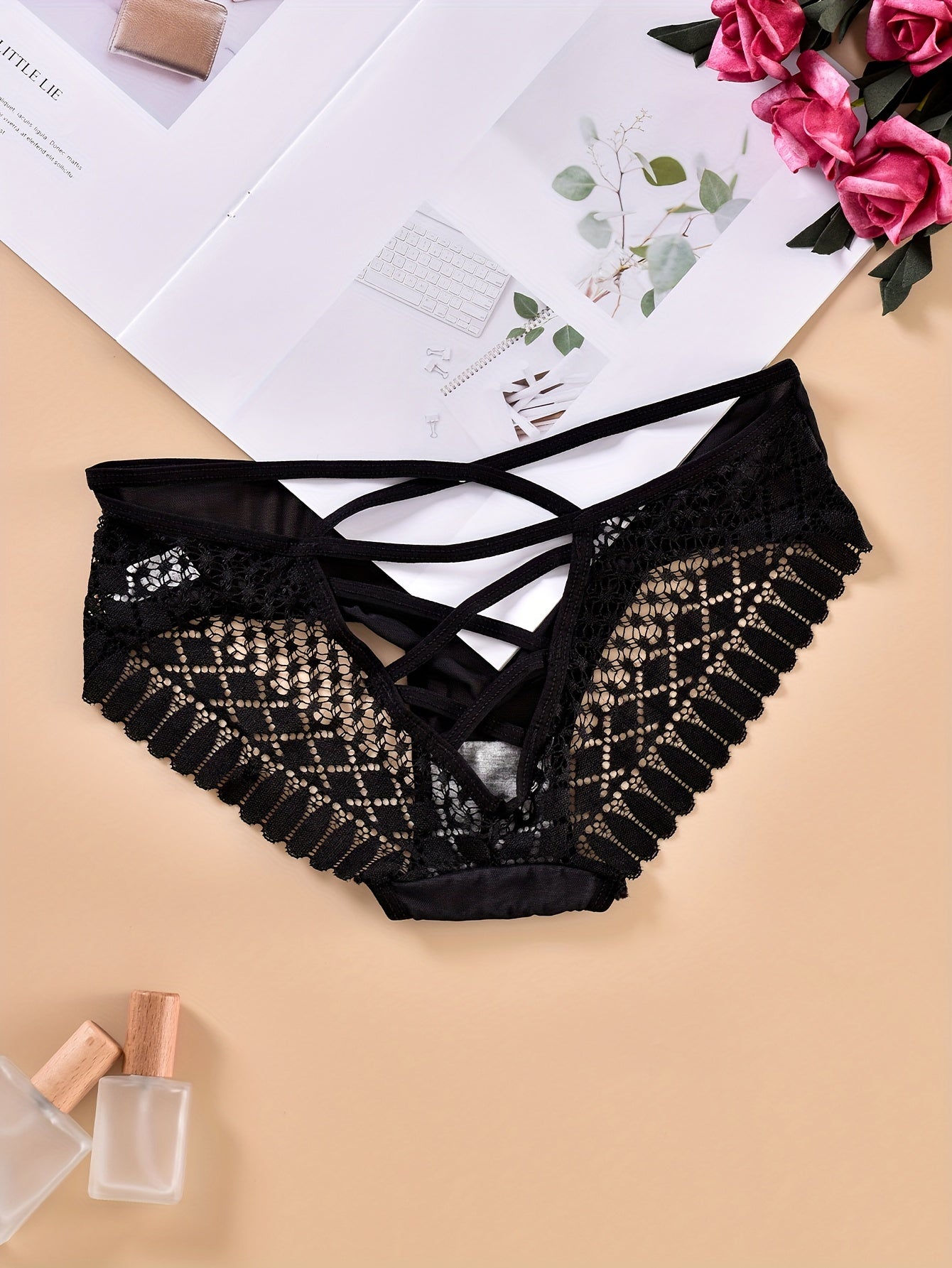 Criss Cross Lace Briefs Cut Out Breathable Panties