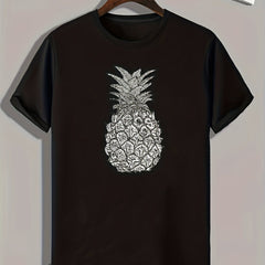 Men's Pineapple Print Graphic Tee for Summer