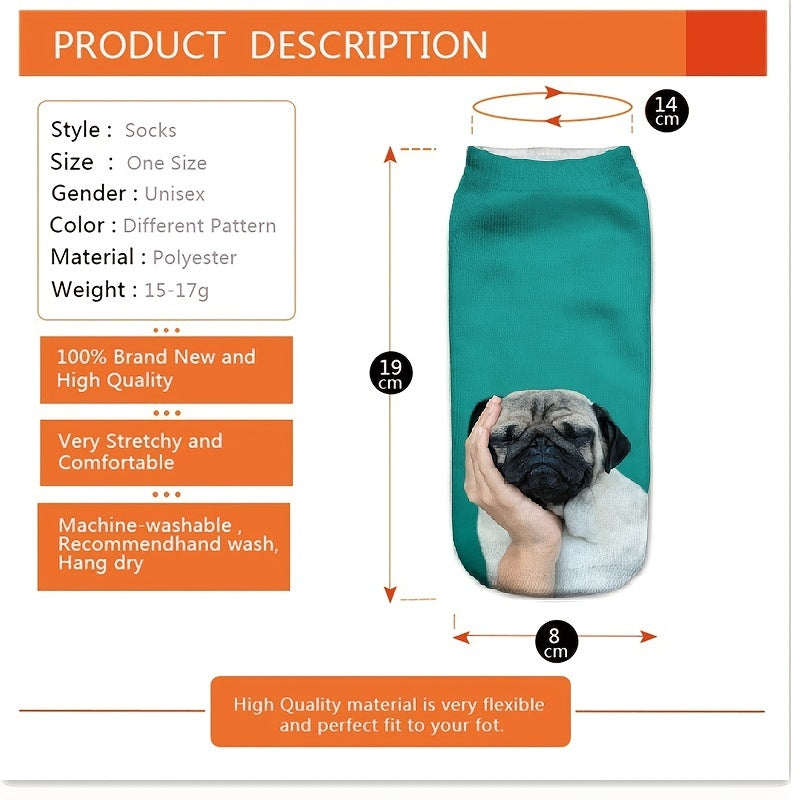 3D Dog Pattern Comfy Low Cut Socks Women's Stockings Hosiery