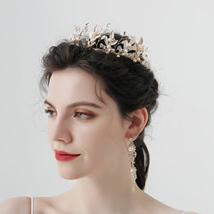 Rose Golden Crystal Bridal Tiara Wedding Hair Accessory