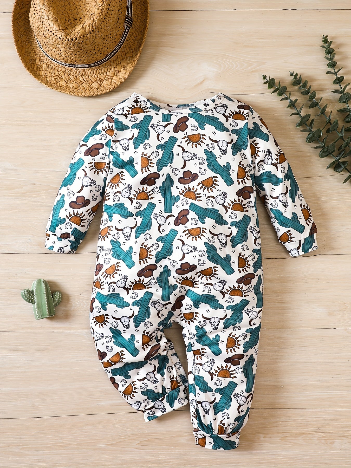 Autumn Newborn Baby Jumpsuit Western Cowboy Graphic Onesie Clothes