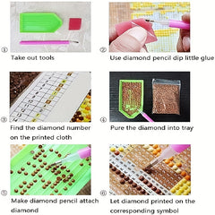 DIY 5D Diamond Painting Kit Horses Pentium Home Wall Decor Gift 30x11in