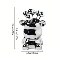 Bear Shaped Storage Jar & Fruit Fork Set