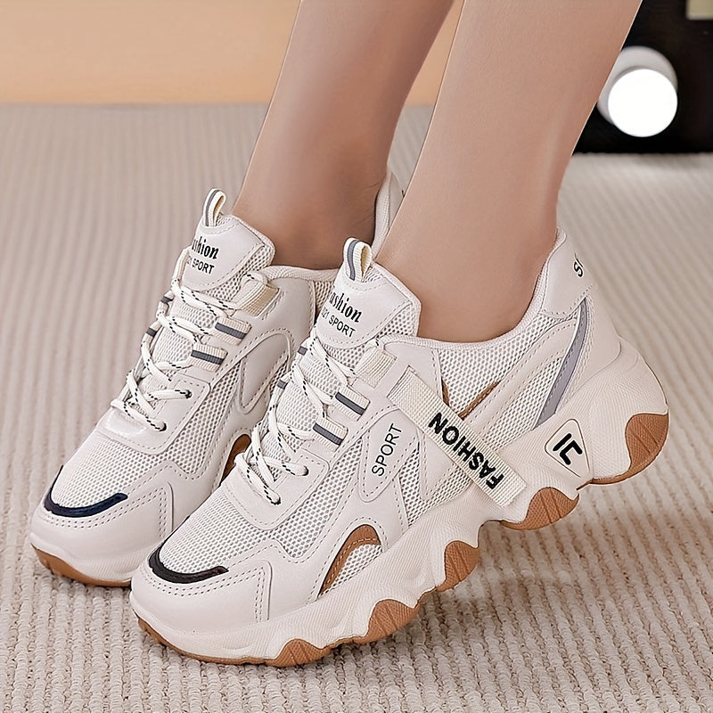 Women's Mesh Platform Sneakers Lace Up Running Shoes