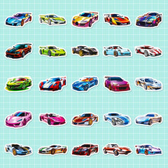 50pcs Cartoon Sports & Supercar Vinyl Stickers Waterproof