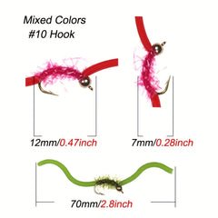 10pcs Squirmy Wormy Fly Trout Fishing Lures with Brass Bead