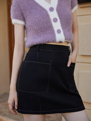 Solid Dual Pockets Front Skirt for Spring & Summer