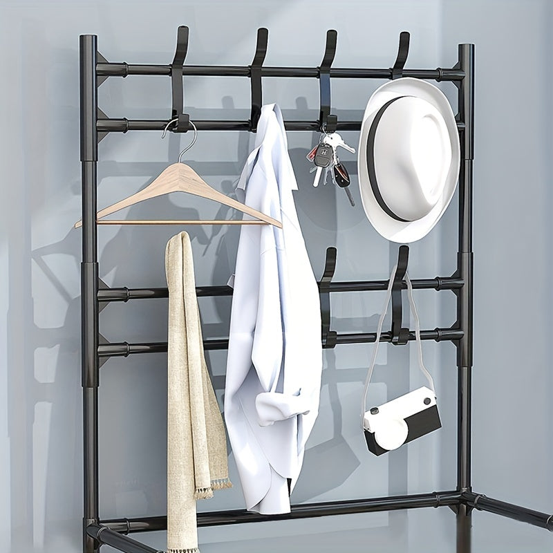 Coat Rack Foyer Shoe Rack with Storage Shelves & Hooks