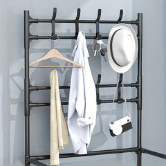Coat Rack Foyer Shoe Rack with Storage Shelves & Hooks