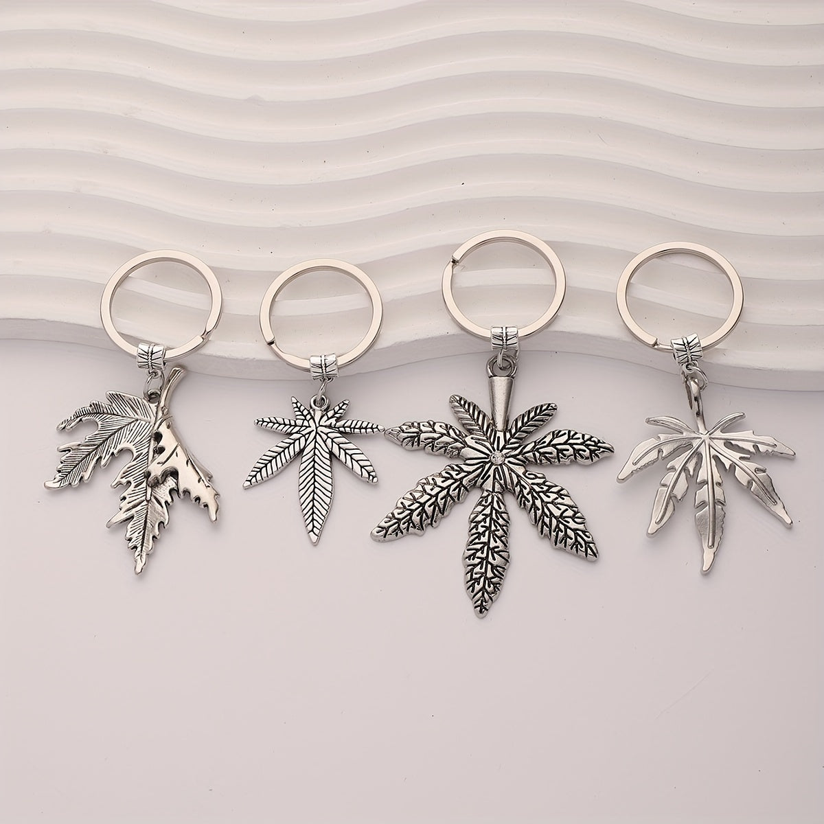 Maple Leaf Charm Keychain 4pcs Set Luggage Bag Accessories