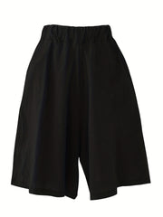 High Rise Straight Leg Stretch Basic Shorts