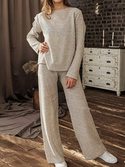 Heathered Round Neck Top & Pants 2 Pc Set