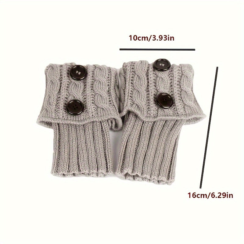 Women's Button Twist Knitted Leg Warmer Winter Warm Boots Cuffs