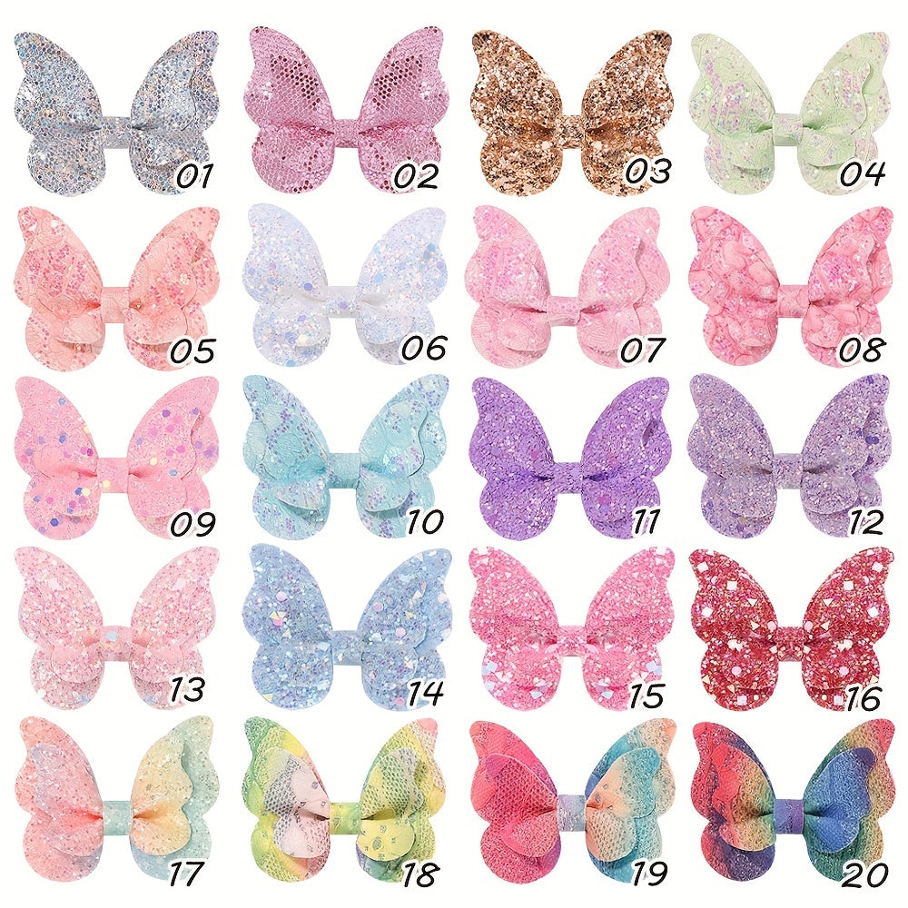2pcs Gradient Sequin Butterfly Hair Clip for Girls