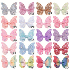 2pcs Gradient Sequin Butterfly Hair Clip for Girls