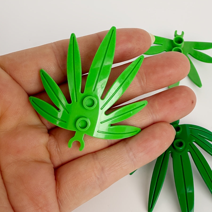 5pcs Palm Leaf Set Forest Beach Scene MOC Small Particle Building Blocks